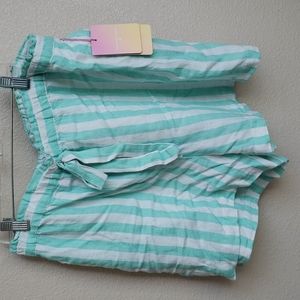 NWT Stoney Clover Lane green & white women's vertical striped shorts plus sizes